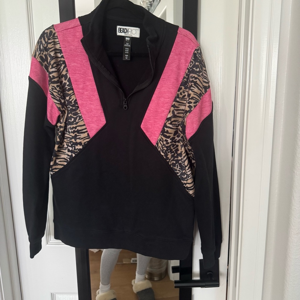 Beach Riot Pink and Black Patterned Sweater